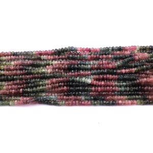 Multi Tourmaline Faceted Gemstone Rondelle <b>Beads</b> Multi <b>Color</b> 3-4mm - Product Image 3