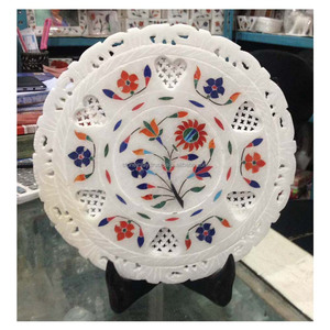 Blanc Marbre Inlay Travail Plaque - Product Image 1