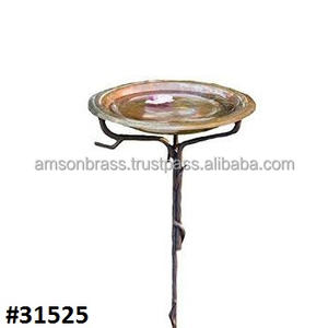 Baño para Pájaros de Cobre Sólido para Decoración de Jardín con Estaca de Metal con Ramitas, Adornos de Jardín, Decoración de Jardín - Product Image 2