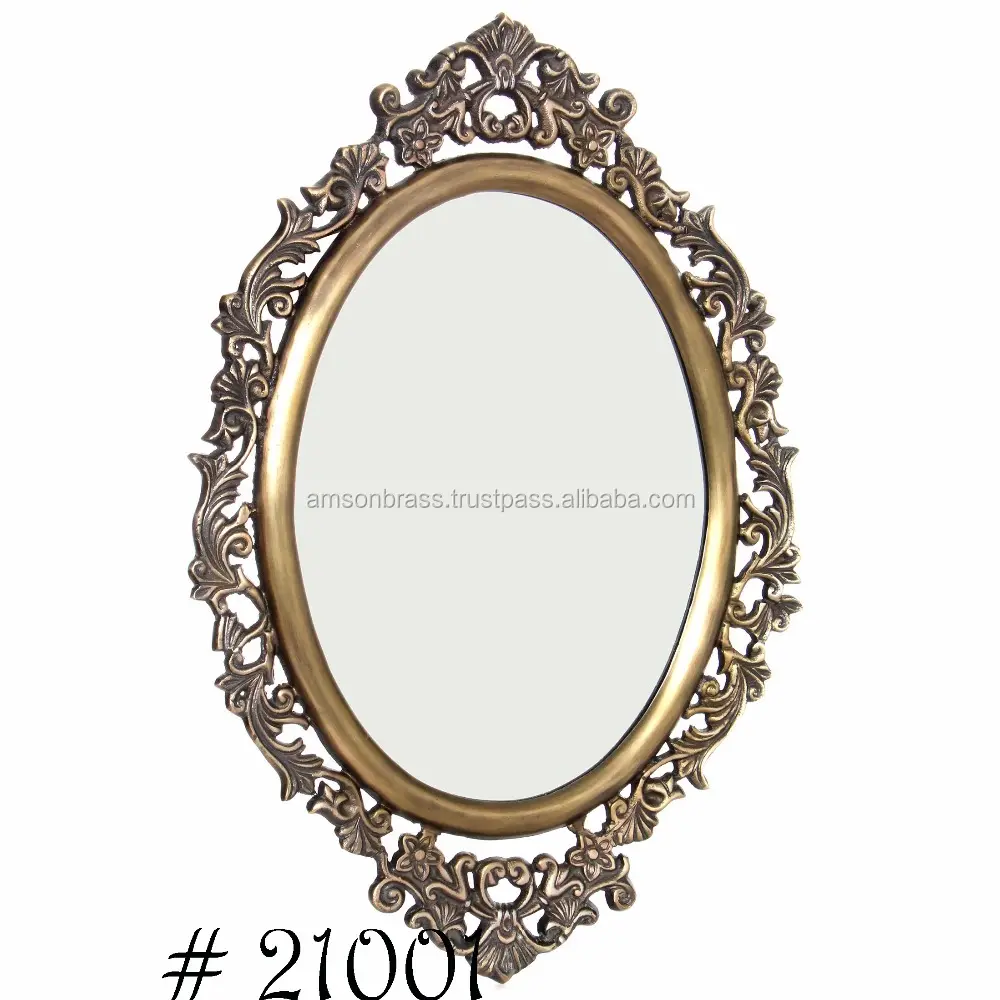 Real Cor do Ouro do Metal Frame Espelho Oval Espelho de Parede Decorativo