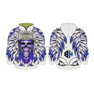 Sudadera con capucha personalizada con diseño de alas de calavera de guerrero indio - Product Image 3