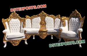 Juego de sofá de madera de teca de diseño moderno para escenario de celebración de boda muebles de escenario Walima recién decorados - Product Image 6
