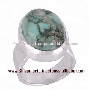 Anillos de piedras preciosas turquesa azul cielo de diseño clásico, joyería de plata de ley 925, anillo Eternity Vermeil, regalo para ella - Product Image 2