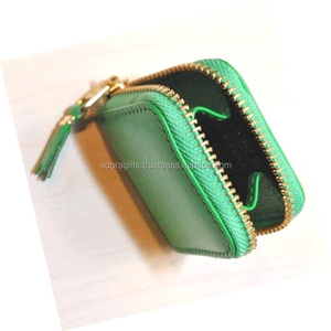 ADORA Étui à monnaie miniature en cuir vert pour pièces de monnaie - Fermeture éclair de haute qualité Unisexe Design et logo personnalisables - Product Image 1