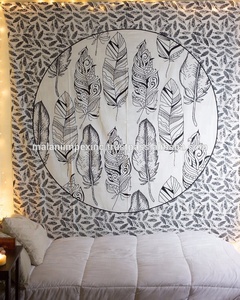 Wholesale King Size Peacock Mandala 300tc Cotton Bedding Bedspread Home Decor Wall Hanging Tapestry Hand Screen Print - Product Image 2