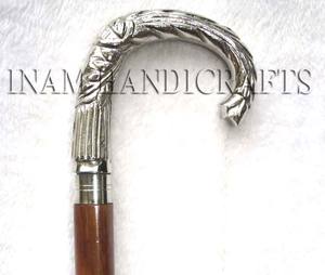 Bâton de marche en bois fait à la main de qualité supérieure avec poignée demi-ronde en laiton/cannes de marche en bois avec poignée demi-ronde en laiton - Product Image 4