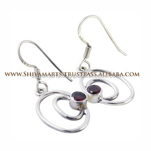 Boucles d'oreilles pendantes en argent sterling 925 faites à la main avec grenat pierres précieuses Style vintage bijoux pendants fins pour femmes et filles cadeau elle - Product Image 2