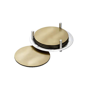 Lot de 4 sous-verres en métal plaqué or avec support argenté, sous-verres pour table basse, sous-verres pour protection de table - Product Image 1