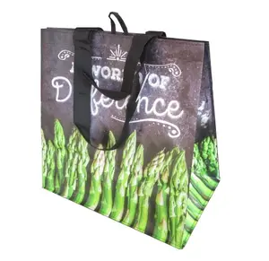 KD0805-05 Vietnam PP Woven With Loop, Double Handles- Veggies Printed Reusable Customize Logo Shopping Bag