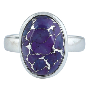 Anillo de Plata de Ley 925 unisex, piedra preciosa turquesa de cobre púrpura ovalada de moda para fiesta de compromiso de boda, ¡gran idea de regalo! - Product Image 1