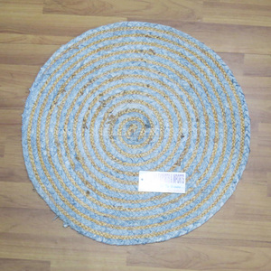 Tapis rond en jute Boho durable Tapis en jute et coton tressés à la main personnalisés Tapis et moquettes pliables - Product Image 3