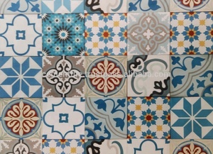 Carrelage coloré bleu-blanc, Patchwork de couleur mixte, pour hommes et femmes - Product Image 2