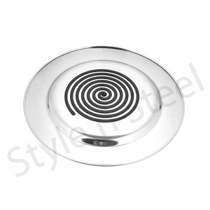 ร้านอาหารบ้านโรงแรมใช้รูปทรงกลมสแตนเลสถาดที่ให้บริการแผ่นชาร์จที่มีฐานป้องกันการลื่นไถลสแตนเลส - Product Image 2