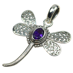 Colgante de plata de ley 925 con forma de libélula, amatista, joyería de plata 925 con piedras preciosas, joyería de plata de ley 925 - Product Image 2
