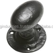 Manija de puerta redonda de aleación negra mate al por mayor, 38 mm de diámetro, estilo antiguo vintage, juego de pomo de puerta con bisel. - Product Image 2