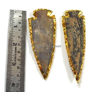 Agate 4 Inch Gold Plated Arrowhead - Product Image 1