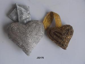 Décor festif moderne Perles de verre en forme de cœur Ornement d'arbre de Noël Style de disque Blanc et autres couleurs disponibles - Product Image 6