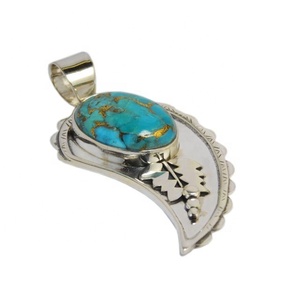 Eminent Real Sky Blue Turquoise Gemstone Pendentif Bijoux en argent fin avec rhodium plaqué or en vrac Pendentifs et breloques en gros - Product Image 1