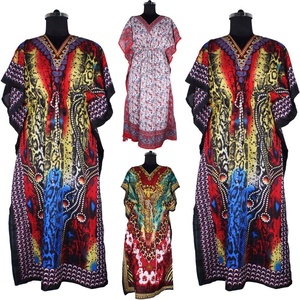 Plain Dress Cotton <b>Beach</b> Resort Wear Batik Long <b>Kaftan</b> Trendy Design Fashionable Floral Print Cotton <b>Kaftan</b> V-neck Casual Style - Product Image 1