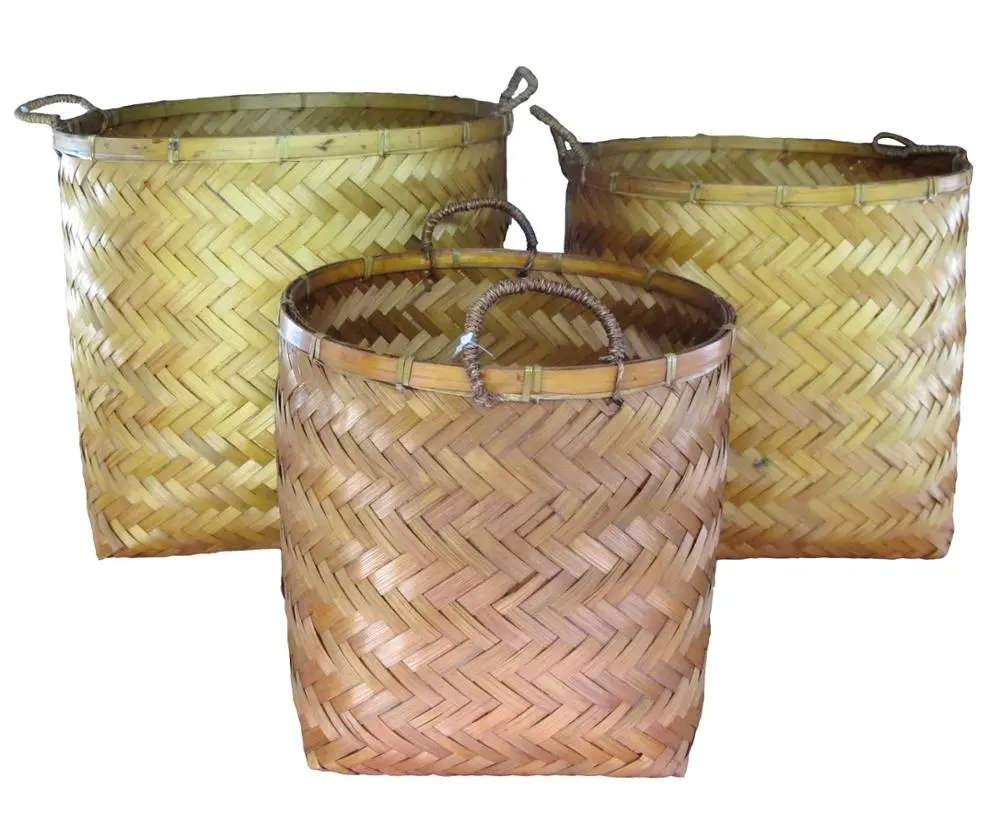 Cesta de almacenamiento de bambú rectangular marrón de alta calidad para lavandería y decoración del hogar cestas de almacenamiento de ropa de bambú en Vietnam