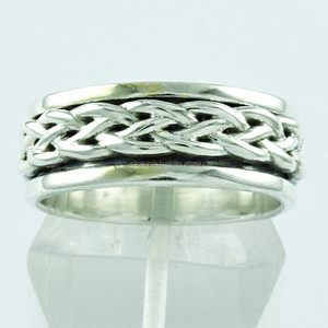 SIIPL_SPRN_2079 925 <b>Sterling</b> <b>Silver</b> Plain <b>Spinner</b> <b>Ring</b> Stone Inlay Elegant <b>Silver</b> Jewelry for Engagement Parties Anniversaries - Product Image 4