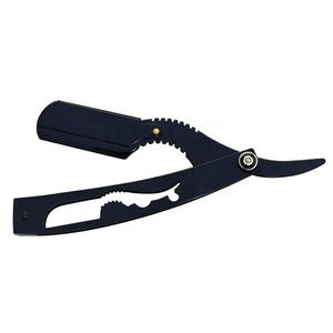 Maquinilla de afeitar recta de una sola hoja en acero inoxidable negro - Product Image 1