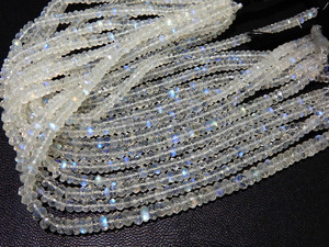 Venta al por mayor Natural Blue-Fire Rainbow Moonstone Beads Loose Faceted Rondelle Stone Unique Natural Stone Beads - Product Image 3