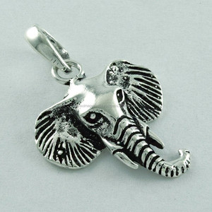 Pendentif visage d'éléphant en argent sterling 925, bijoux en gros d'Inde, fournisseur de pendentifs charmes - Product Image 1