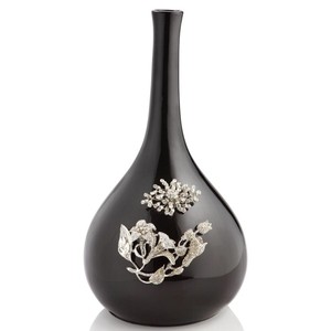 Couleur noire feuille fleur forme Design Vase aluminium métal Table Ware parfait pour la maison salon chambre Vase - Product Image 1