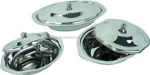 Polished Stainless Steel Serving <b>Bowl</b> <b>with</b> <b>Lid</b> Metal Serving Tray in Carton Packaging - Product Image 6