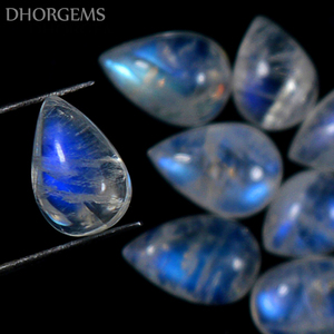 Pierre de lune arc-en-ciel bleue naturelle de qualité supérieure, pierre précieuse en vrac, cristal de pierre de lune bleue, cabochon en forme de poire, pierre de lune - Product Image 3