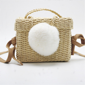 Bolso de playa de paja para mujer moderno y elegante, bolso de mano con asa redonda con cierre de cremallera y decoración bordada - Product Image 3