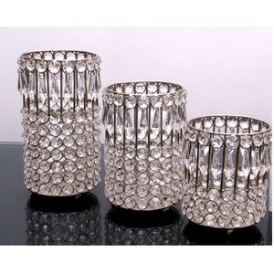 Soporte de luz de té de cristal hecho a mano con acabado plateado, pieza central de decoración de boda elegante - Product Image 2