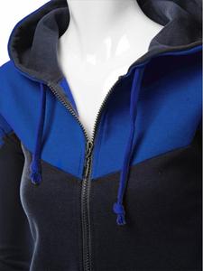 Pulls d'hiver à la mode pour femmes hauts sweats à capuche bleu noir avec lettre brodée imprimée grande taille sweats d'hiver avec poches - Product Image 5