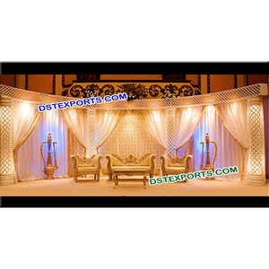 เวทีคริสตัลทำจากเส้นใยทองเหลืองสีทองสำหรับงานแต่งงานเวทีตกแต่งอย่างสง่างาม - Product Image 1