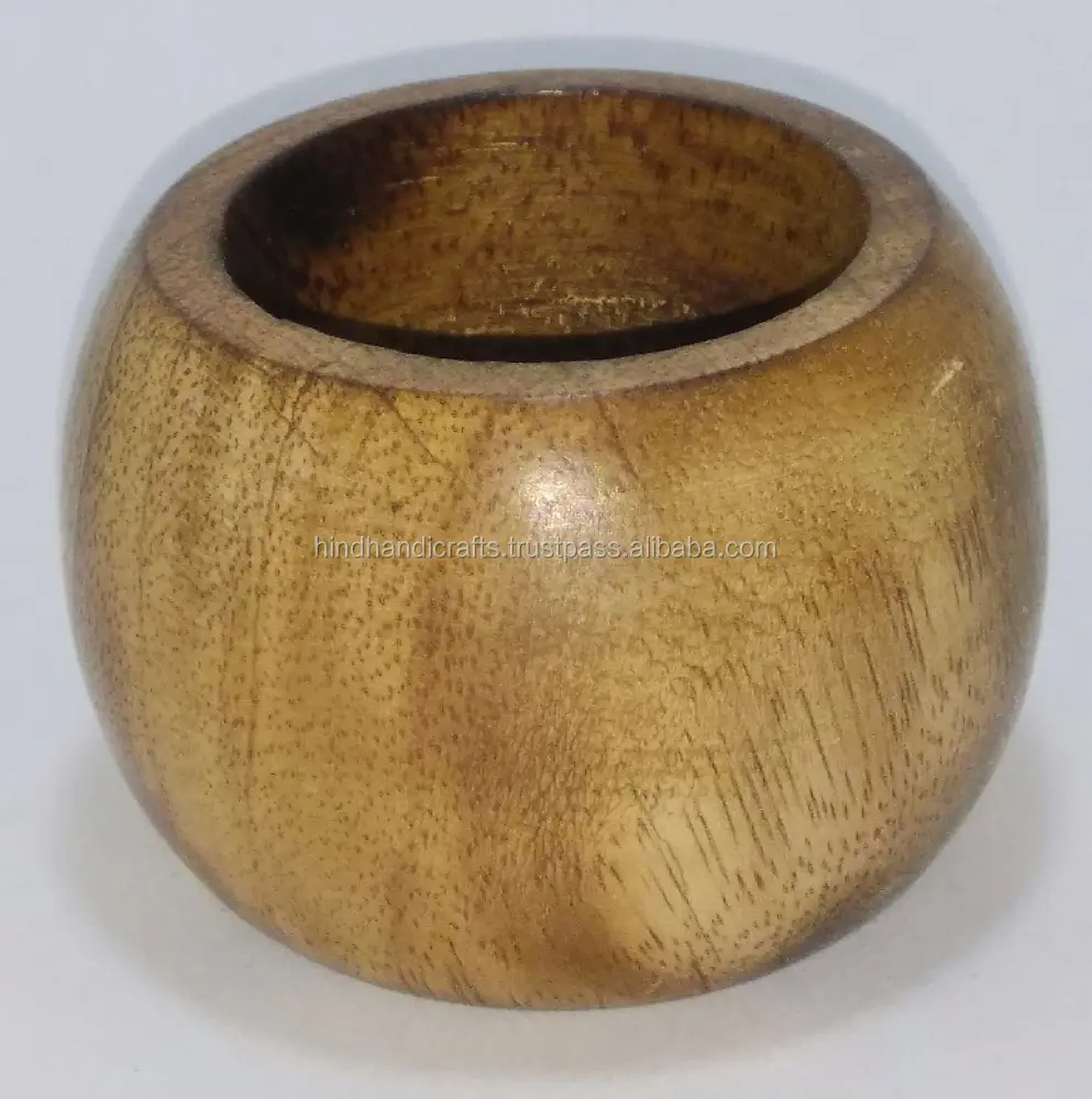 Cincin Serbet Kayu Terbuat dari Kayu Mangga dengan Pemolesan Mengkilap dengan Harga Murah dari India