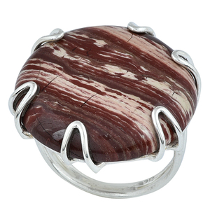 Anillo de Boda Clásico con Bisel de Plata de Ley 925 y Gema de Jaspe Redonda para Mujer, Regalo para Fiesta - Product Image 2