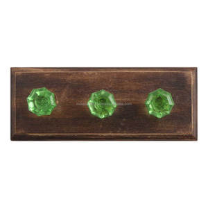 Handmade Decorative Hanger Hook Wooden <b>for</b> <b>Hanging</b> <b>Clothes</b> with 3 Green Glass Knobs <b>for</b> Bathroom, Kitchen, Bedroom Wholesale - Product Image 1