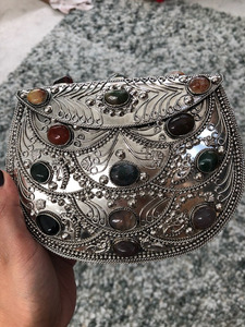 <span class=keywords><strong>Pochette</strong></span> perline in pietra di metallo antico zinco argento per borsa da sera da donna Guru Kirpa Export House - Product Image 2