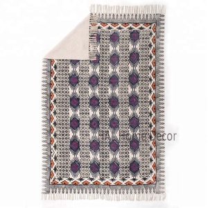 Designer <b>Bedroom</b> Floor Rugs and Carpets, Indian Dhurrie <b>Printed</b> Prayer Rug, Decorative Area Rugs <b>for</b> Living Room - Product Image 2