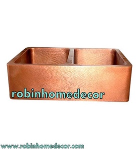 Antiguo de cobre suave granja fregadero doble tazón antiguo fregadero de la cocina - Product Image 4