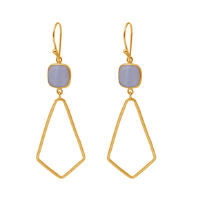 Cushion shape blue lace agate gemstone 925 sterling silver jewelry earrings - Product Image 1