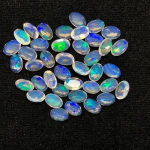 Piedras preciosas sueltas calibradas de corte ovalado facetado de ópalo etíope Natural de 4mm y 6mm, precio al por mayor, piedras sueltas, ajuste de joyería en línea - Product Image 1