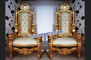 Chaises de trône durables en bois de teck modernes de mariage Bollywood pour l'événement de mariage royal de mariée et de marié - Product Image 5