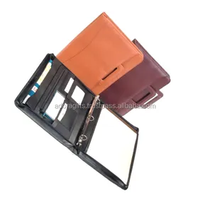 Promotional soft leather ring binders / A4 size 3 ring zipper binder/leather ring binders