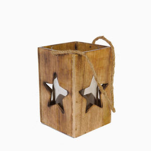 Bougeoirs en bois étoiles découpées, 12 pièces, porte-bougie - Product Image 1