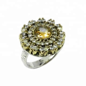 Clásico 925 plata esterlina citrino circón Multi piedra preciosa eternidad Vermeil anillo indio hecho a mano joyería de plata - Product Image 1