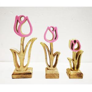 Tulipe en bois pour décoration de la maison, fleurs artificielles, 30 cm - Product Image 1