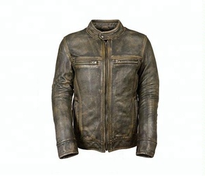 Veste de moto en cuir véritable pour hommes Mode hivernale OEM Fermeture à glissière Broderie Coupe-vent Respirant Tissu en toile écologique pour - Product Image 1