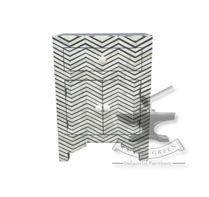 Mesa auxiliar moderna de lujo con incrustaciones de hueso de mediados de siglo para el hogar, dormitorio, apartamento, oficina, cocina, vitrina pequeña para exteriores, hoteles de diseño - Product Image 1